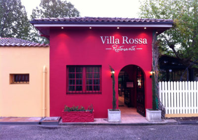 enseignes l'atelier bordeaux Villa Rossa Ristorante Eysines Lettrage aluminium découpé et fixé en décalage sur entretoise