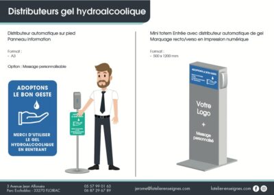 Distributeur de gel hydroalcoolique sur pied sans contact